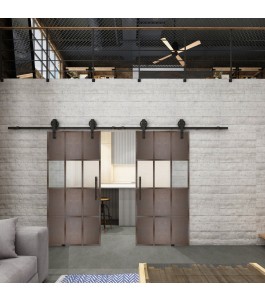 Glasschiebetür BARN-LINE Loft Rosteisen Genietet 32 Blickdicht