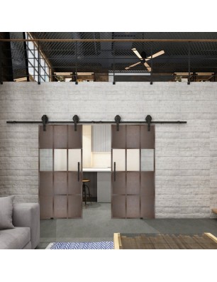 Glasschiebetür BARN-LINE Loft Rosteisen Genietet 32 Blickdicht