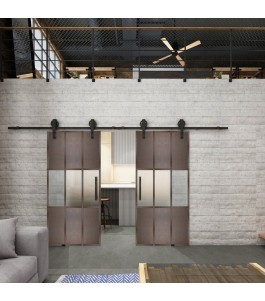 Glasschiebetür BARN-LINE Loft Rosteisen Genietet 33 Blickdicht