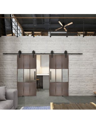 Glasschiebetür BARN-LINE Loft Rosteisen Genietet 33 Blickdicht