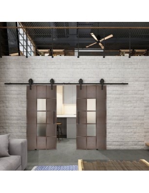 Glasschiebetür BARN-LINE Loft Rosteisen Genietet 34 Blickdicht
