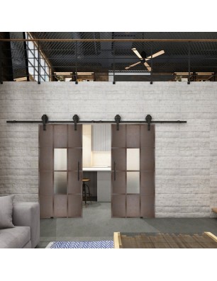 Glasschiebetür BARN-LINE Loft Rosteisen Genietet 35 Blickdicht