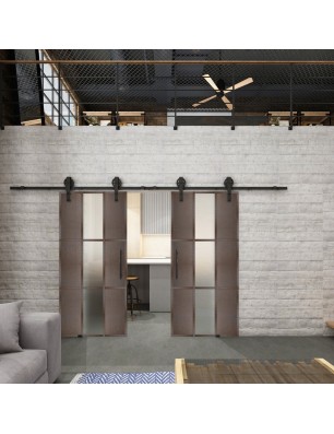 Glasschiebetür BARN-LINE Loft Rosteisen Genietet 36 Blickdicht