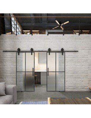 Glasschiebetür BARN-LINE Loft Schwarzeisen Genietet 08 Blickdicht