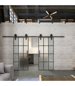 Glasschiebetür BARN-LINE Loft Schwarzeisen Genietet 10 Blickdicht