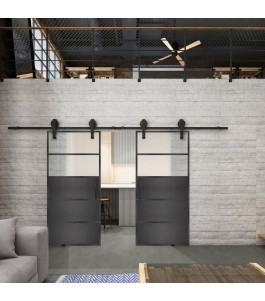 Glasschiebetür BARN-LINE Loft Schwarzeisen Genietet 13 Blickdicht