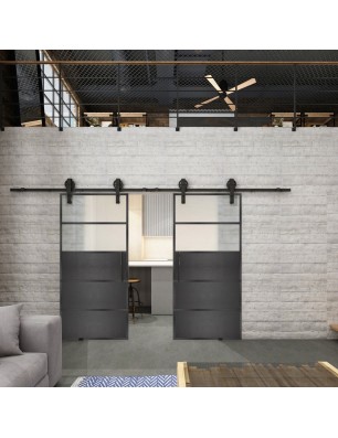 Glasschiebetür BARN-LINE Loft Schwarzeisen Genietet 13 Blickdicht