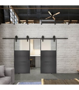 Glasschiebetür BARN-LINE Loft Schwarzeisen Genietet 15 Blickdicht