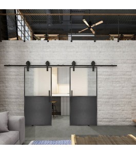 Glasschiebetür BARN-LINE Loft Schwarzeisen Genietet 16 Blickdicht