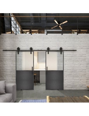Glasschiebetür BARN-LINE Loft Schwarzeisen Genietet 16 Blickdicht