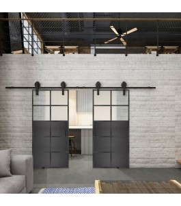 Glasschiebetür BARN-LINE Loft Schwarzeisen Genietet 17 Blickdicht