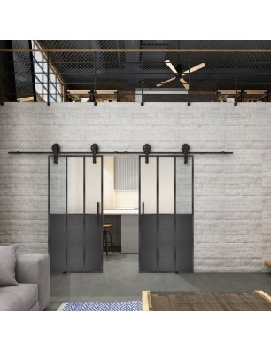 Glasschiebetür BARN-LINE Loft Schwarzeisen Genietet 24 Blickdicht