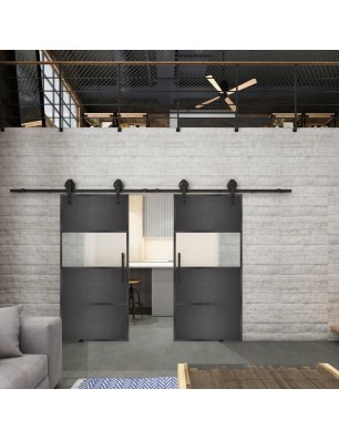 Glasschiebetür BARN-LINE Loft Schwarzeisen Genietet 26 Blickdicht