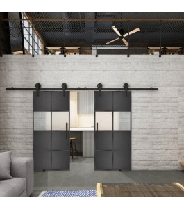 Glasschiebetür BARN-LINE Loft Schwarzeisen Genietet 29 Blickdicht