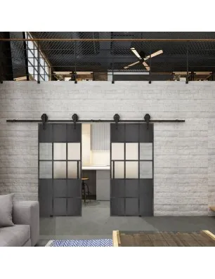 Glasschiebetür BARN-LINE Loft Schwarzeisen Genietet 31 Blickdicht