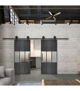 Glasschiebetür BARN-LINE Loft Schwarzeisen Genietet 33 Blickdicht
