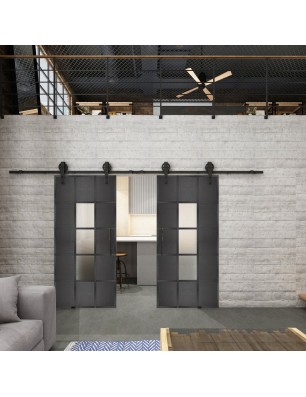 Glasschiebetür BARN-LINE Loft Schwarzeisen Genietet 34 Blickdicht