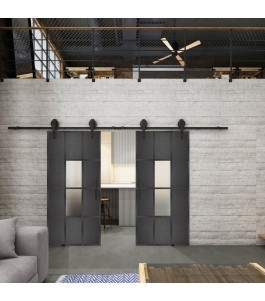 Glasschiebetür BARN-LINE Loft Schwarzeisen Genietet 35 Blickdicht