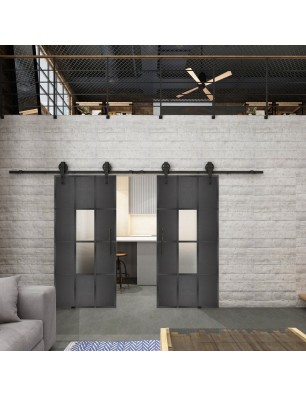 Glasschiebetür BARN-LINE Loft Schwarzeisen Genietet 35 Blickdicht