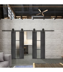 Glasschiebetür BARN-LINE Loft Schwarzeisen Genietet 36 Blickdicht