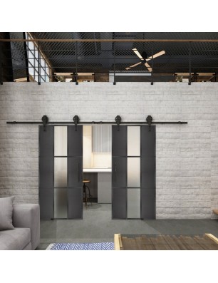 Glasschiebetür BARN-LINE Loft Schwarzeisen Genietet 36 Blickdicht