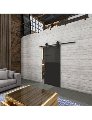 Glasschiebetür BARN-LINE Loft Schwarzlack 22 Auf Grauglas