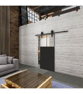 Glasschiebetür BARN-LINE Loft Schwarzlack 25 Auf Klarglas