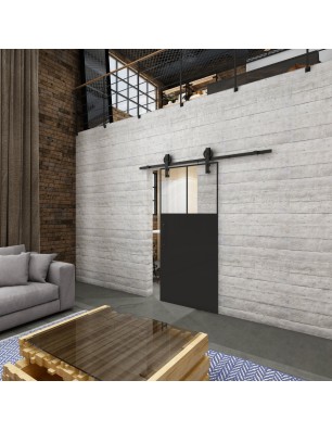 Glasschiebetür BARN-LINE Loft Schwarzlack 25 Auf Klarglas