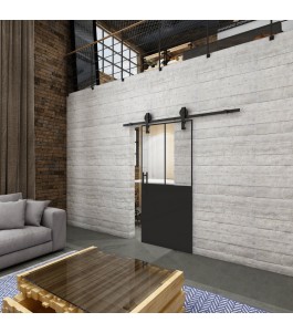 Glasschiebetür BARN-LINE Loft Schwarzlack 26 Auf Klarglas
