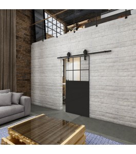 Glasschiebetür BARN-LINE Loft Schwarzlack 27 Auf Klarglas
