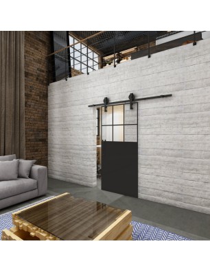 Glasschiebetür BARN-LINE Loft Schwarzlack 27 Auf Klarglas
