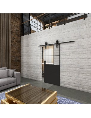 Glasschiebetür BARN-LINE Loft Schwarzlack 28 Auf Klarglas