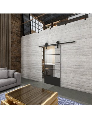 Glasschiebetür BARN-LINE Loft Schwarzlack 31 Auf Klarglas