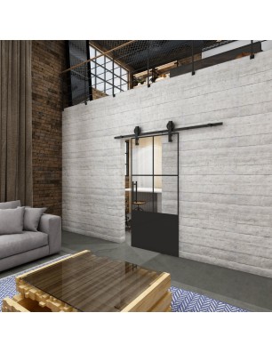 Glasschiebetür BARN-LINE Loft Schwarzlack 36 Auf Klarglas