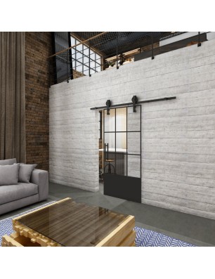 Glasschiebetür BARN-LINE Loft Schwarzlack 38 Auf Klarglas
