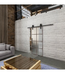 Glasschiebetür BARN-LINE Loft Rosteisen Genietet 06 Blickdicht