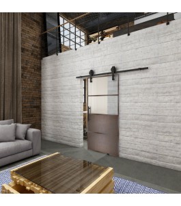 Glasschiebetür BARN-LINE Loft Rosteisen Genietet 14 Blickdicht