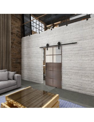Glasschiebetür BARN-LINE Loft Rosteisen Genietet 17 Blickdicht