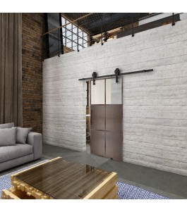 Glasschiebetür BARN-LINE Loft Rosteisen Genietet 19 Blickdicht