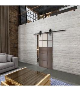 Glasschiebetür BARN-LINE Loft Rosteisen Genietet 21 Blickdicht