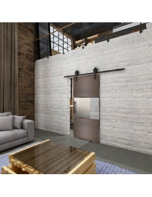 Glasschiebetür BARN-LINE Loft Rosteisen Genietet 27 Blickdicht