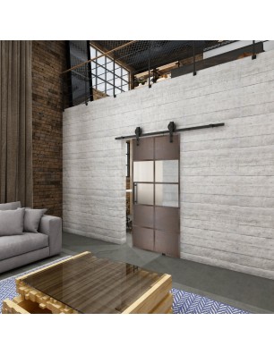 Glasschiebetür BARN-LINE Loft Rosteisen Genietet 28 Blickdicht