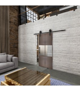 Glasschiebetür BARN-LINE Loft Rosteisen Genietet 30 Blickdicht
