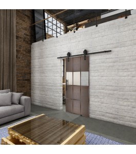 Glasschiebetür BARN-LINE Loft Rosteisen Genietet 32 Blickdicht