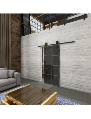 Glasschiebetür BARN-LINE Loft Rosteisen Genietet 06 Auf Grauglas