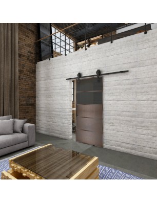 Glasschiebetür BARN-LINE Loft Rosteisen Genietet 13 Auf Grauglas