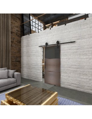 Glasschiebetür BARN-LINE Loft Rosteisen Genietet 15 Auf Grauglas