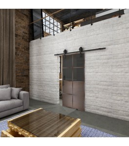 Glasschiebetür BARN-LINE Loft Rosteisen Genietet 18 Auf Grauglas
