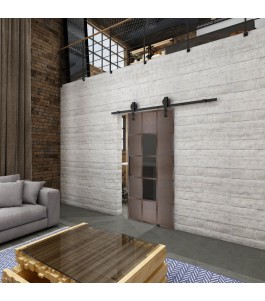 Glasschiebetür BARN-LINE Loft Rosteisen Genietet 34 Auf Grauglas