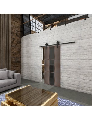 Glasschiebetür BARN-LINE Loft Rosteisen Genietet 36 Auf Grauglas